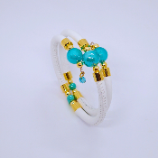 Bracelet - CLÉOPATRE- blanc - perles-Turquoises 