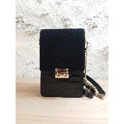 Sac pochette en cuir - Mona - Noir