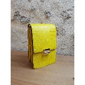 Sac pochette en cuir - Mona - Jaune