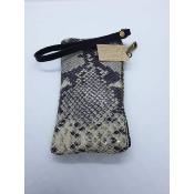 Pochette en cuir gris reptile