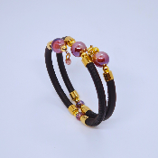Bracelet - CLÉOPATRE- Noir - perles roses