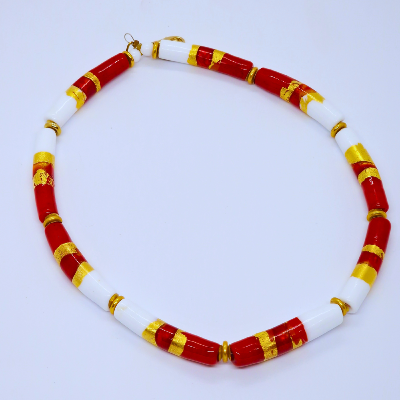 Collier CLÉOPATRE  "Queen " Or -Blanc -rouge
