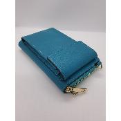 Sac-pochette-turquoise-en cuir- Balder 