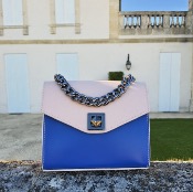 Tiara - sac à main en cuir - Rose & Bleu 