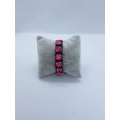 Bracelet en cuir et strass fuschia