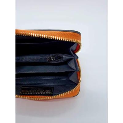 Portefeuille en cuir grainé orange