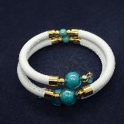 Bracelet - CLÉOPATRE- blanc - perles-Turquoises 