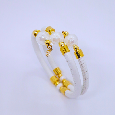 Bracelet - CLÉOPATRE- blanc - Perles blanches 