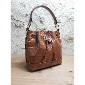 Sac à main cuir véritable - Uzume - Cognac