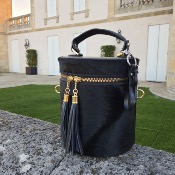 Sac Rond en Cuir Secchiello - Noir 