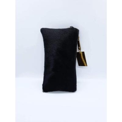 Pochette en cuir noir