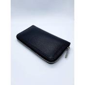 Grand portefeuille en cuir grainé noir