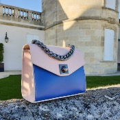 Tiara - sac à main en cuir - Rose & Bleu 