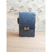 Sac pochette en cuir - Mona - Bleu