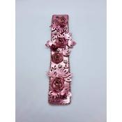 Bracelet Manchette Capucine en Cuir Rose