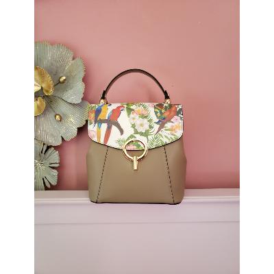 Sac à Main en Cuir Lisse Gabriella Perroquet 