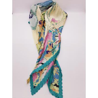 Foulard soie et viscose bord turquoise