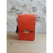 Sac pochette en cuir - Mona - Orange