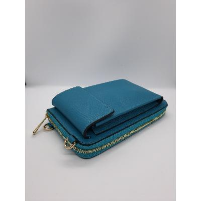 Sac-pochette-turquoise-en cuir- Balder 