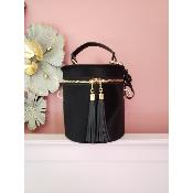 Sac Rond en Cuir Secchiello - Noir 