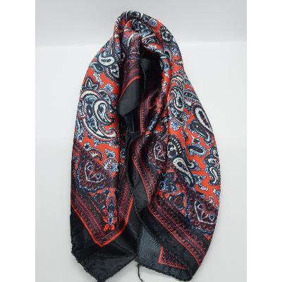 Foulard Fleuri Noir et Rouge