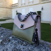 Tiara - sac à main en cuir- Rose & Vert Kaki