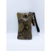 Pochette en cuir motif militaire