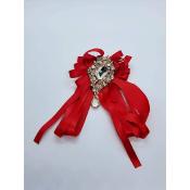 Broche Rouge avec Strass Fait Main