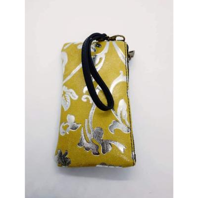 Pochette en cuir jaune 