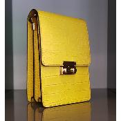 Sac pochette en cuir - Mona - Jaune